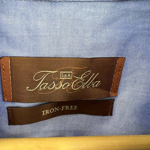 Tasso Elba shirt Medium 34/35 mens long sleeve button up 15 1/2 blue lot of 2 - Picture 9 of 10
